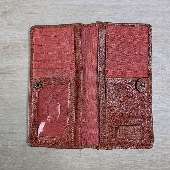 Fossil Genuine Leather Women's Wallet Cards Cash Coins Pockets Brown Orange 2010 - Picture 8 of 15